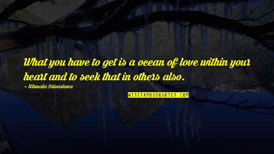 Heart In The Ocean Quotes By Nirmala Srivastava: What you have to get is a ocean