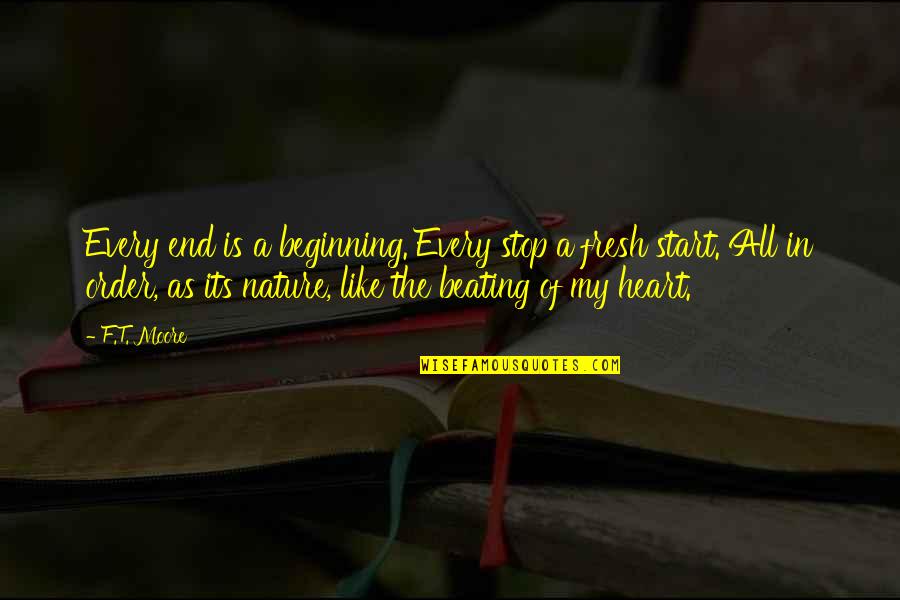 Heart Nature Quotes By F.T. Moore: Every end is a beginning. Every stop a