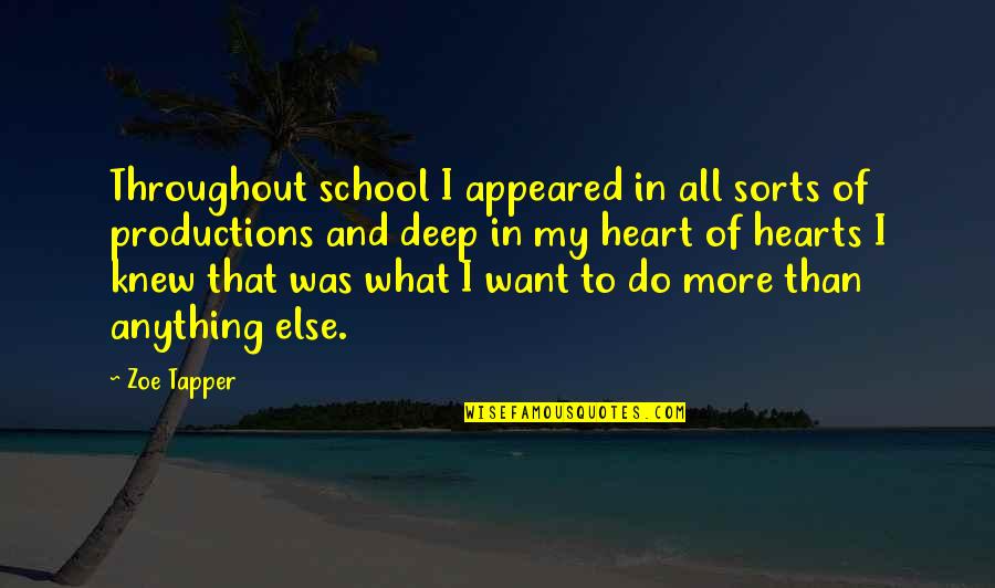 Heart Of My Heart Quotes By Zoe Tapper: Throughout school I appeared in all sorts of Heart Of My Heart Quotes By Zoe Tapper: Throughout school I appeared in all sorts of