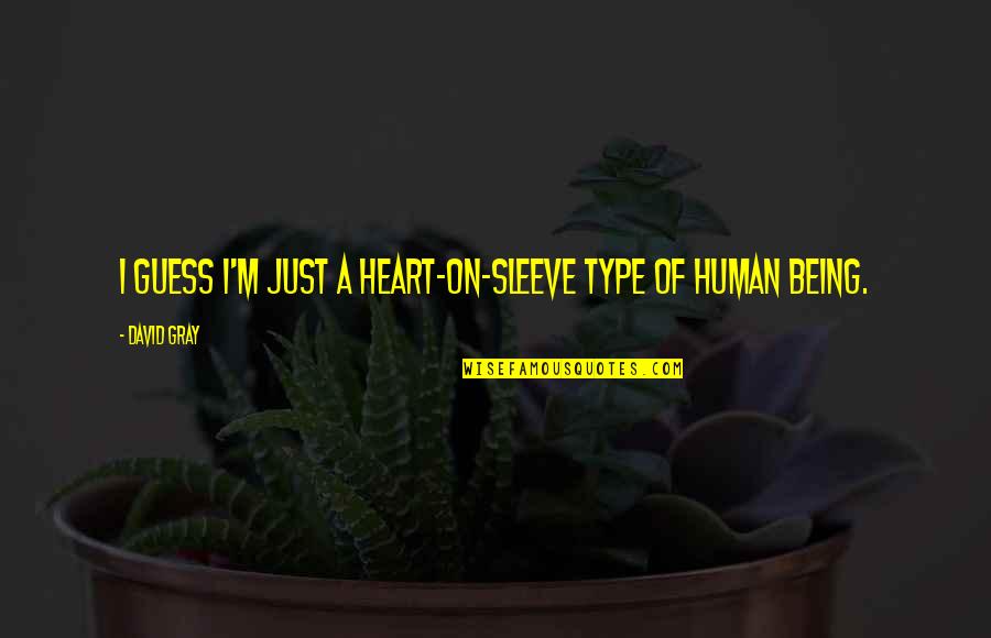 Heart On Sleeve Quotes By David Gray: I guess I'm just a heart-on-sleeve type of