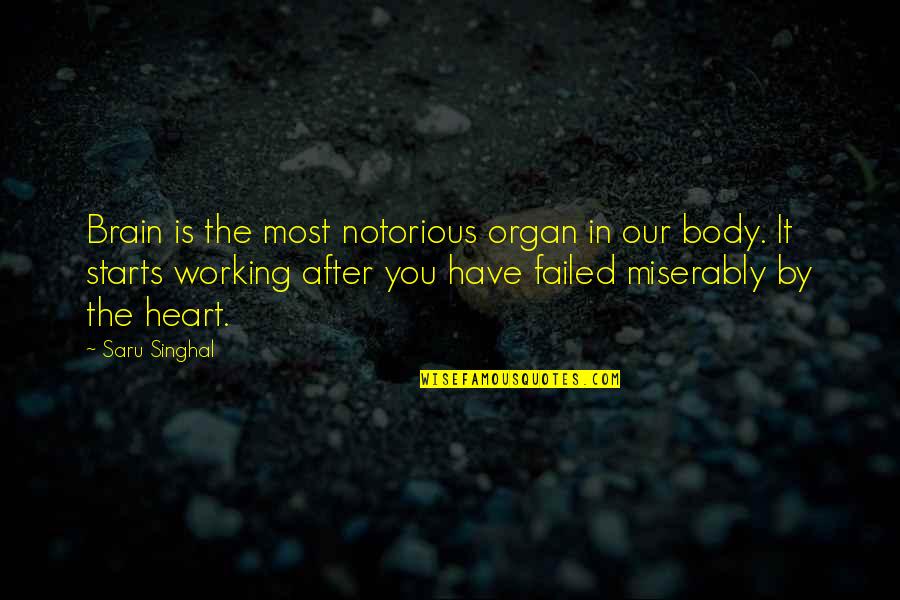 Heart Organ Quotes By Saru Singhal: Brain is the most notorious organ in our