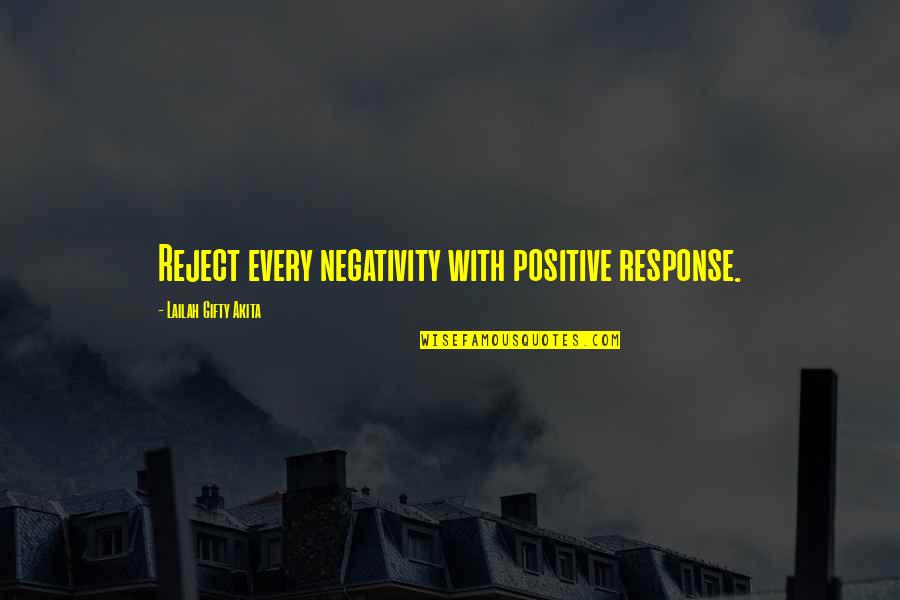 Heart Satisfying Quotes By Lailah Gifty Akita: Reject every negativity with positive response.