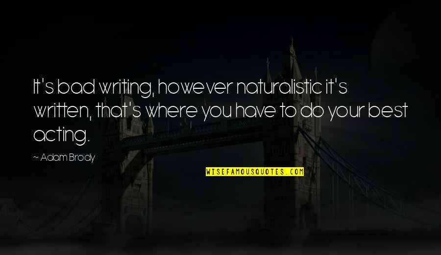 Heart Swell Quotes By Adam Brody: It's bad writing, however naturalistic it's written, that's