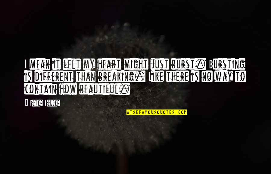 Heart There Quotes By Peter Heller: I mean it felt my heart might just