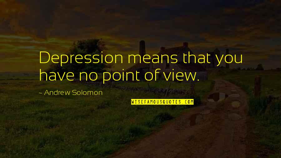 Heart Twisting Quotes By Andrew Solomon: Depression means that you have no point of