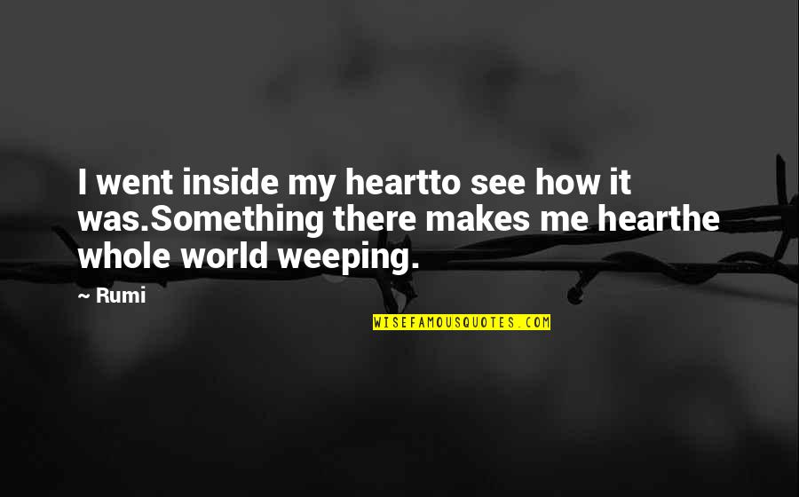 Heart Weeping Quotes By Rumi: I went inside my heartto see how it