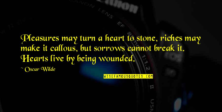 Heart Wounded Quotes By Oscar Wilde: Pleasures may turn a heart to stone, riches