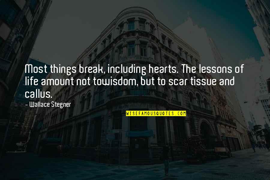 Heartbreak And Life Quotes By Wallace Stegner: Most things break, including hearts. The lessons of