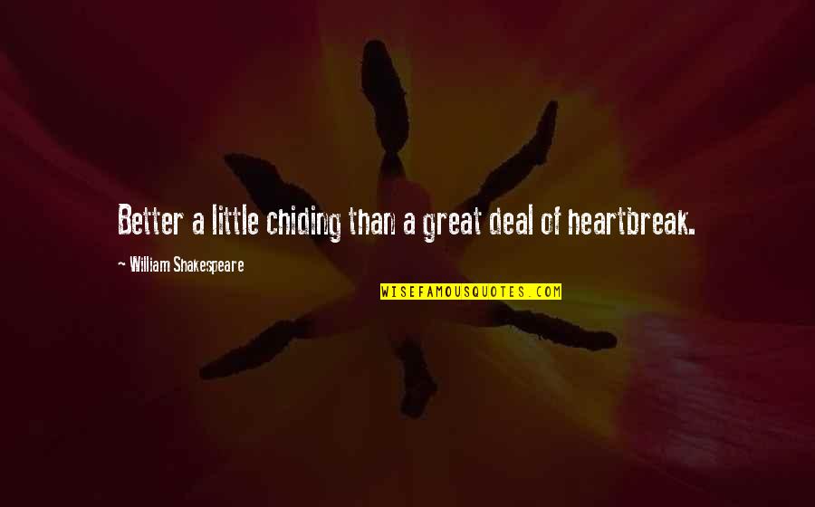 Heartbreak Shakespeare Quotes By William Shakespeare: Better a little chiding than a great deal