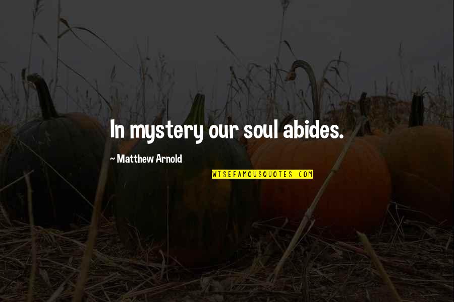 Hearts 143 Quotes By Matthew Arnold: In mystery our soul abides.