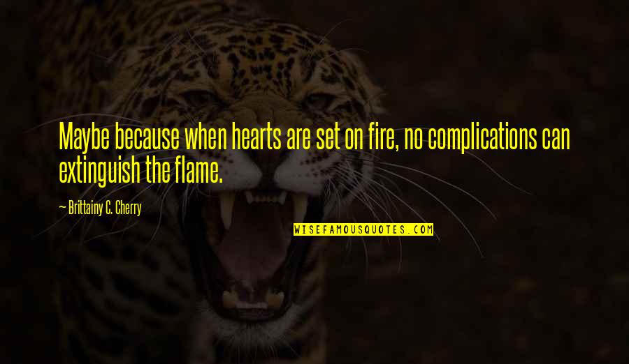 Hearts Quotes By Brittainy C. Cherry: Maybe because when hearts are set on fire,