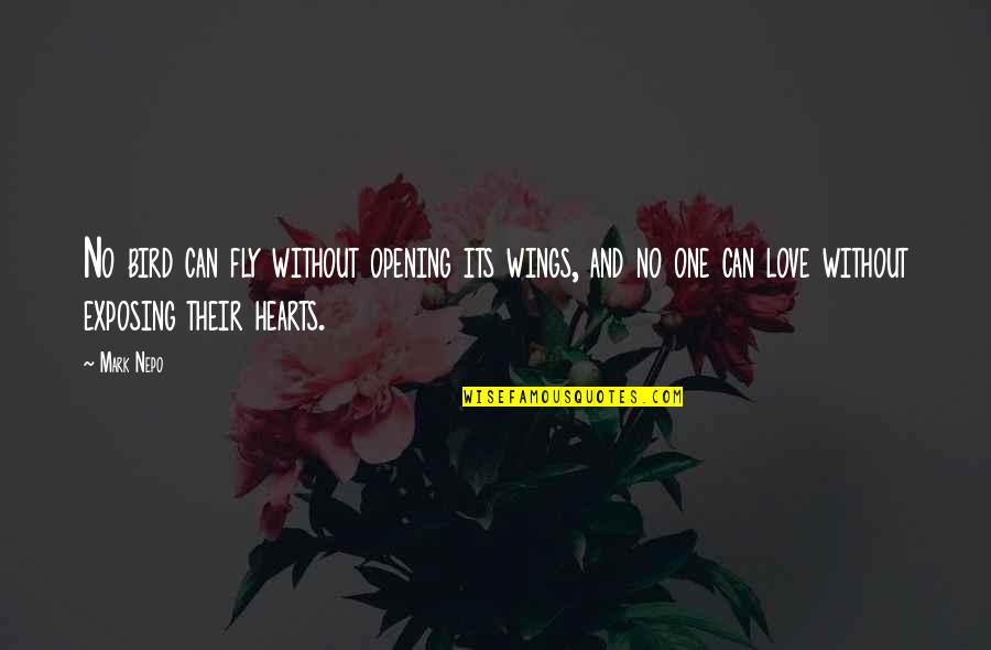 Hearts With Wings Quotes By Mark Nepo: No bird can fly without opening its wings,