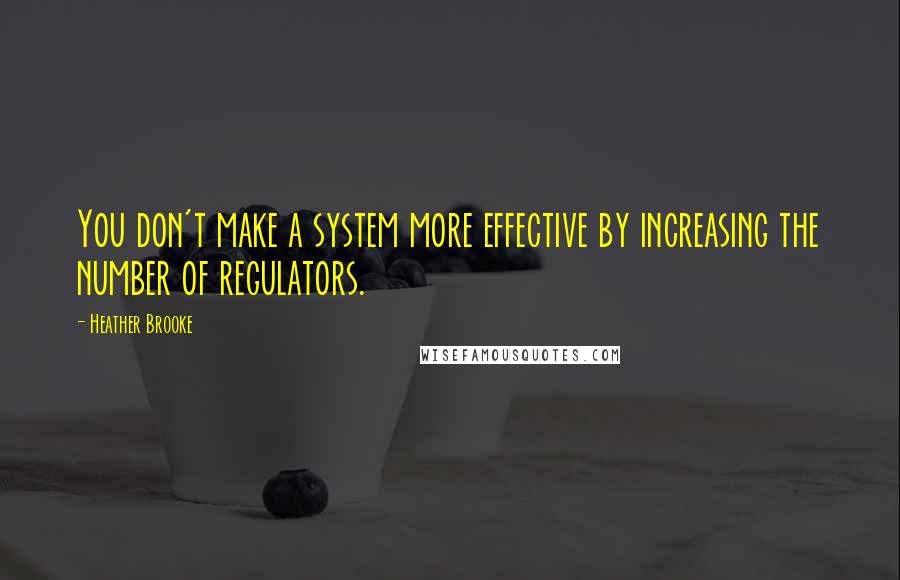 Heather Brooke quotes: You don't make a system more effective by increasing the number of regulators.