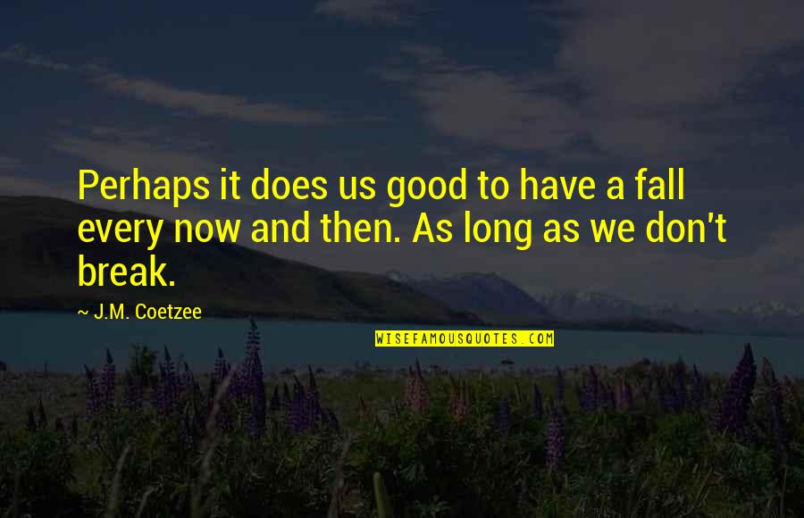 Heather Stillufsen Images And Quotes By J.M. Coetzee: Perhaps it does us good to have a