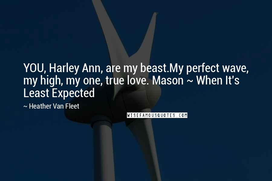 Heather Van Fleet quotes: YOU, Harley Ann, are my beast.My perfect wave, my high, my one, true love. Mason ~ When It's Least Expected