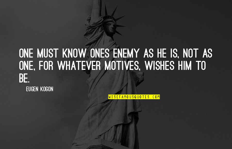 Heatran Best Quotes By Eugen Kogon: One must know ones enemy as he is,