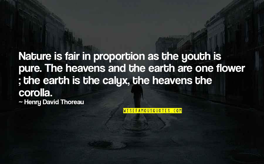 Heaven And Nature Quotes By Henry David Thoreau: Nature is fair in proportion as the youth