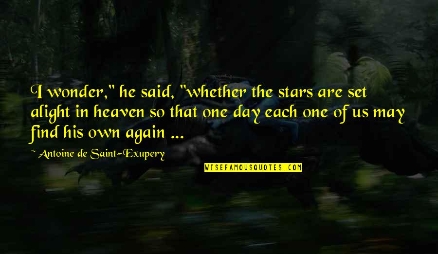 Heaven And The Stars Quotes By Antoine De Saint-Exupery: I wonder," he said, "whether the stars are