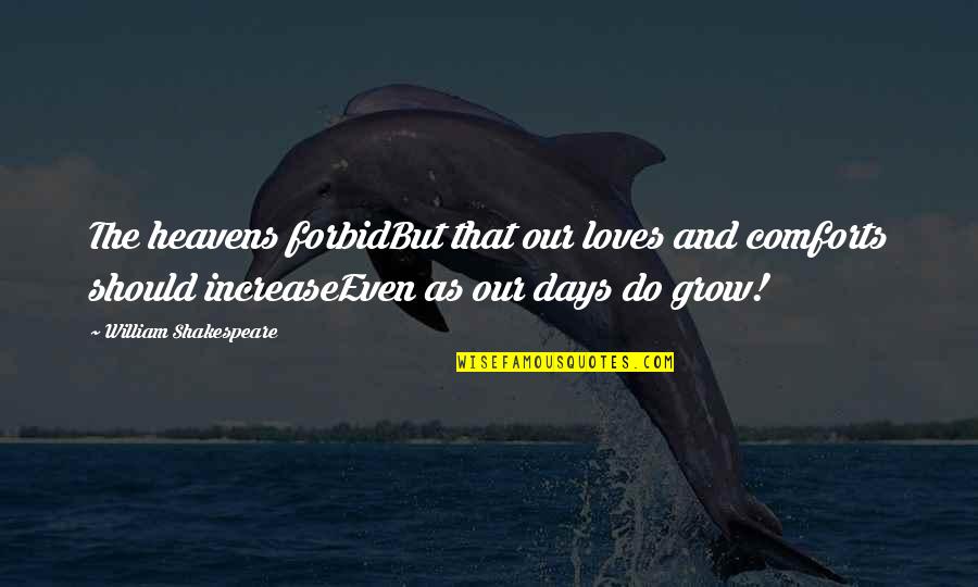 Heaven Forbid Quotes By William Shakespeare: The heavens forbidBut that our loves and comforts Heaven Forbid Quotes By William Shakespeare: The heavens forbidBut that our loves and comforts
