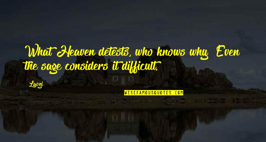Heaven Knows What Quotes By Laozi: What Heaven detests, who knows why? Even the