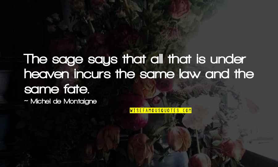 Heaven That Quotes By Michel De Montaigne: The sage says that all that is under Heaven That Quotes By Michel De Montaigne: The sage says that all that is under