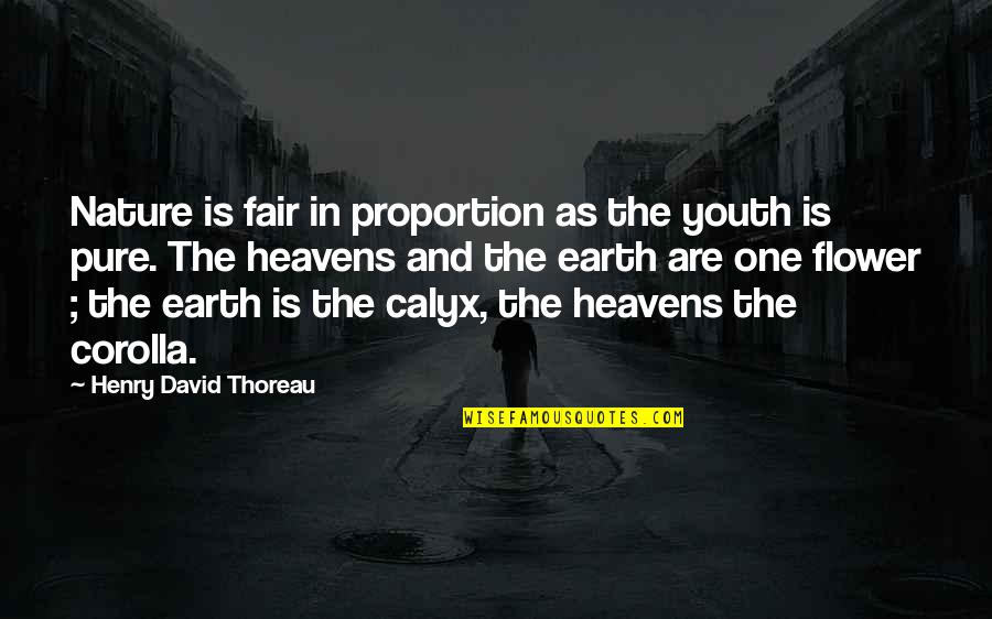 Heavens And The Earth Quotes By Henry David Thoreau: Nature is fair in proportion as the youth Heavens And The Earth Quotes By Henry David Thoreau: Nature is fair in proportion as the youth