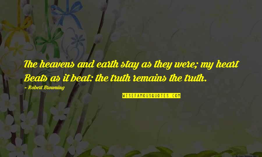 Heavens And The Earth Quotes By Robert Browning: The heavens and earth stay as they were; Heavens And The Earth Quotes By Robert Browning: The heavens and earth stay as they were;