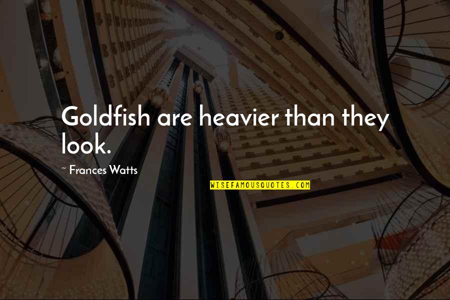 Heavier Quotes By Frances Watts: Goldfish are heavier than they look. Heavier Quotes By Frances Watts: Goldfish are heavier than they look.