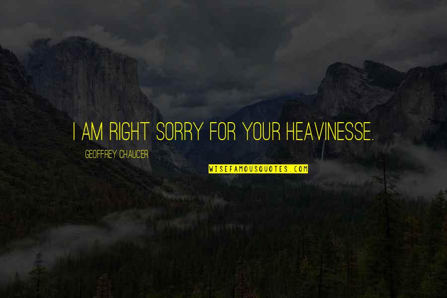 Heavinesse Quotes By Geoffrey Chaucer: I am right sorry for your heavinesse. Heavinesse Quotes By Geoffrey Chaucer: I am right sorry for your heavinesse.