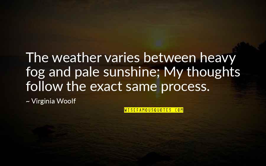 Heavy Fog Quotes By Virginia Woolf: The weather varies between heavy fog and pale