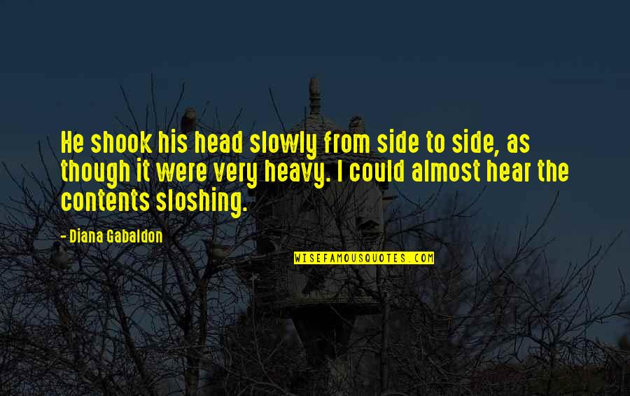 Heavy Is The Head Quotes By Diana Gabaldon: He shook his head slowly from side to Heavy Is The Head Quotes By Diana Gabaldon: He shook his head slowly from side to
