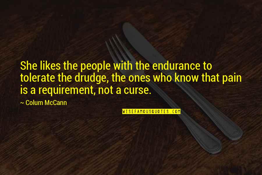 Hebbian Law Quotes By Colum McCann: She likes the people with the endurance to Hebbian Law Quotes By Colum McCann: She likes the people with the endurance to