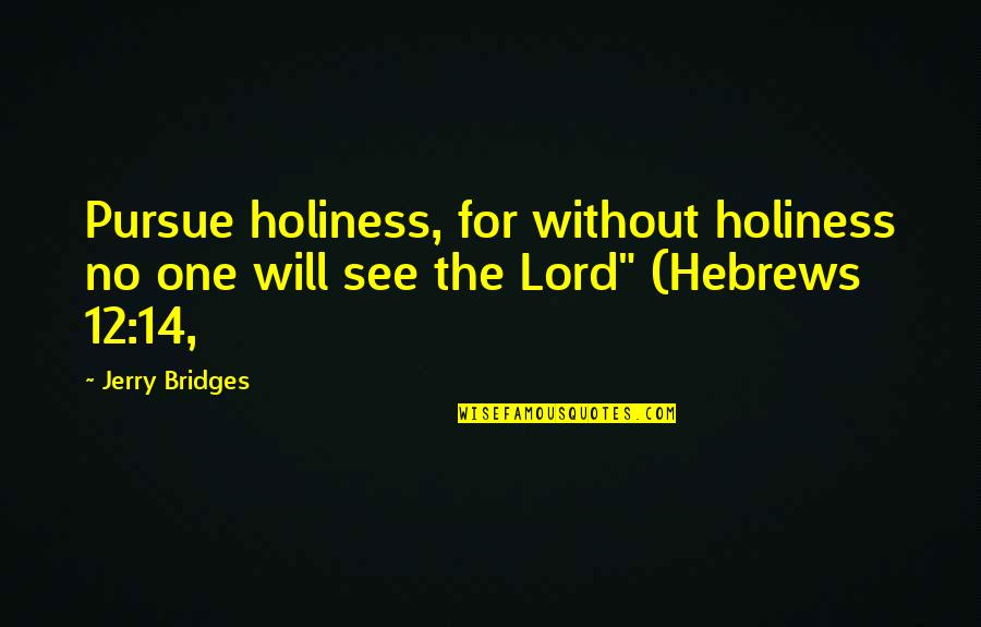 Hebrews 12 Quotes By Jerry Bridges: Pursue holiness, for without holiness no one will