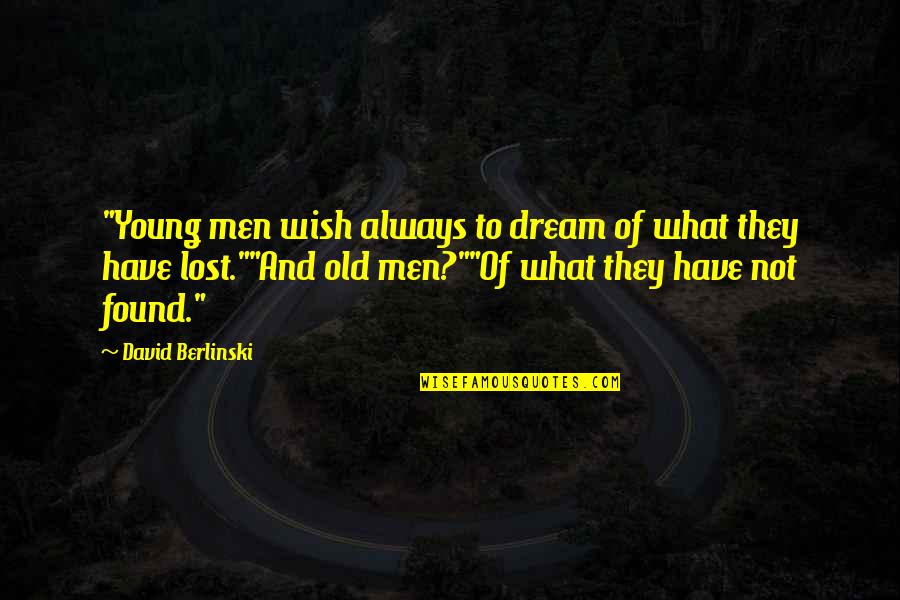 Hectare Vs Acre Quotes By David Berlinski: "Young men wish always to dream of what