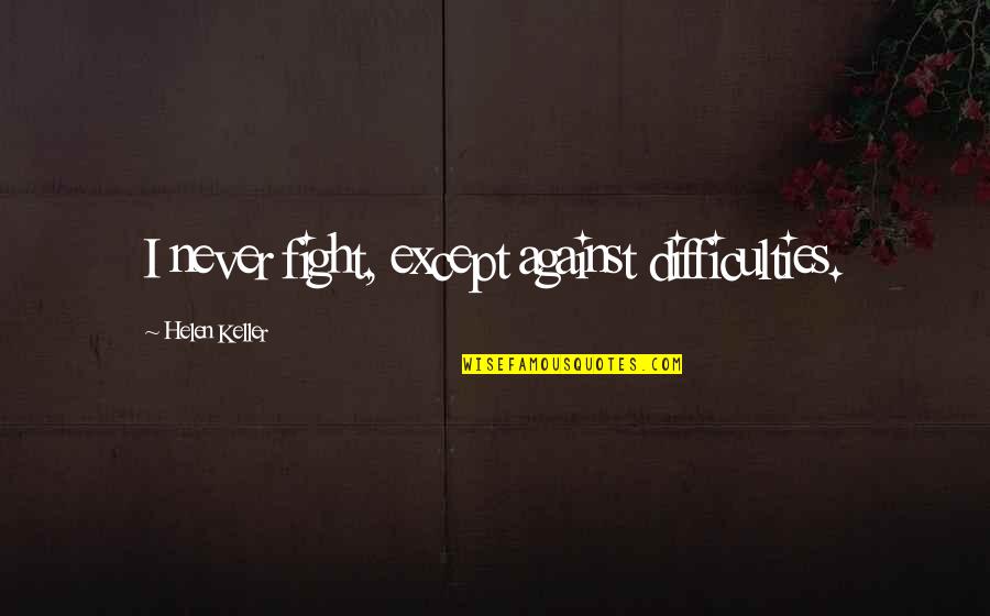Hectareas A Metros Quotes By Helen Keller: I never fight, except against difficulties.
