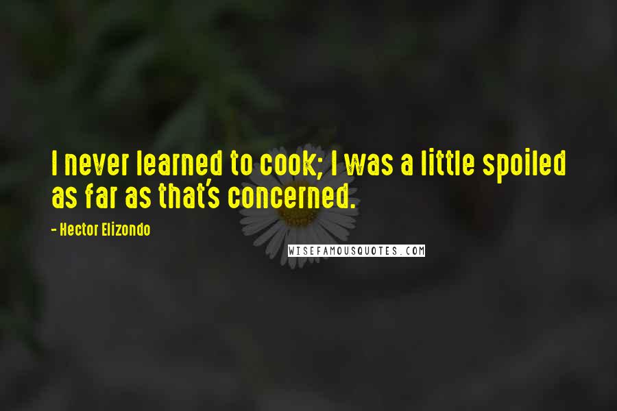 Hector Elizondo quotes: I never learned to cook; I was a little spoiled as far as that's concerned.