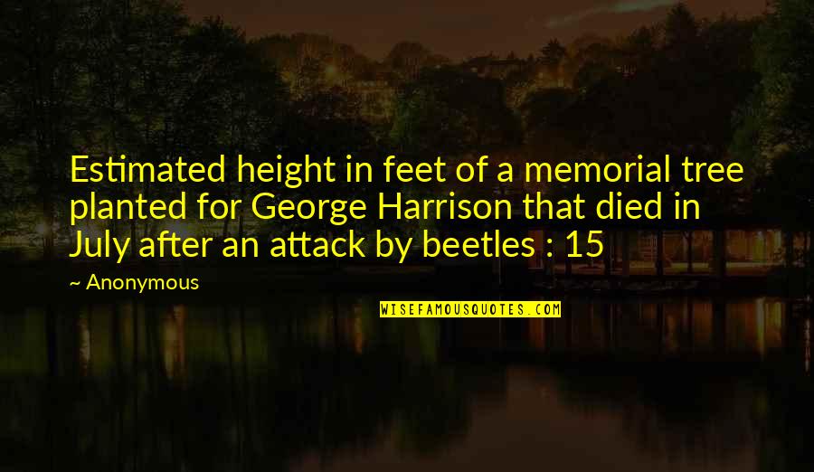 Hectors Kirkland Quotes By Anonymous: Estimated height in feet of a memorial tree
