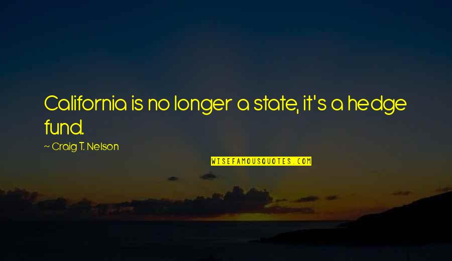 Hedge Fund Quotes By Craig T. Nelson: California is no longer a state, it's a