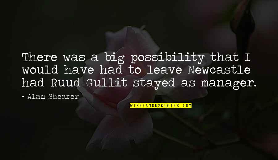 Hedgies Quotes By Alan Shearer: There was a big possibility that I would Hedgies Quotes By Alan Shearer: There was a big possibility that I would