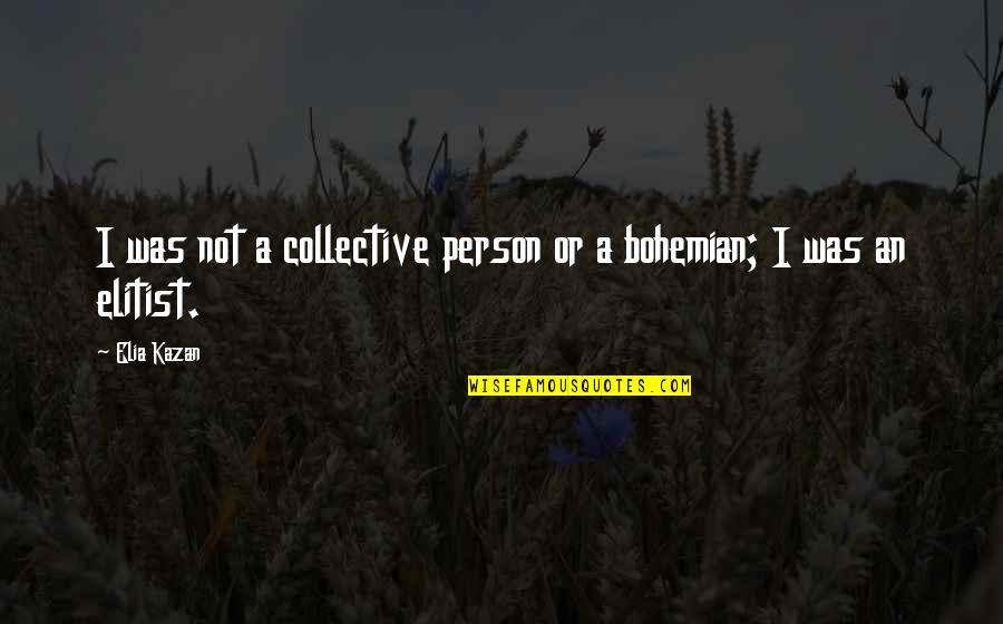 Hedonic Calculus Quotes By Elia Kazan: I was not a collective person or a