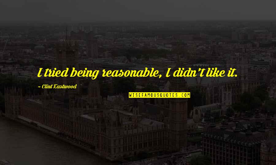 Heeft Bergduivel Quotes By Clint Eastwood: I tried being reasonable, I didn't like it.
