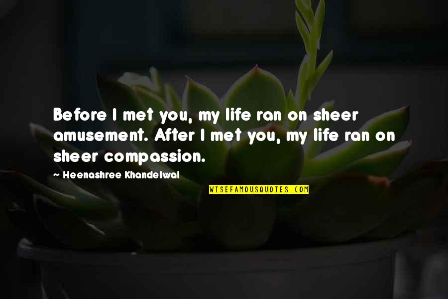 Heenashree Quotes By Heenashree Khandelwal: Before I met you, my life ran on