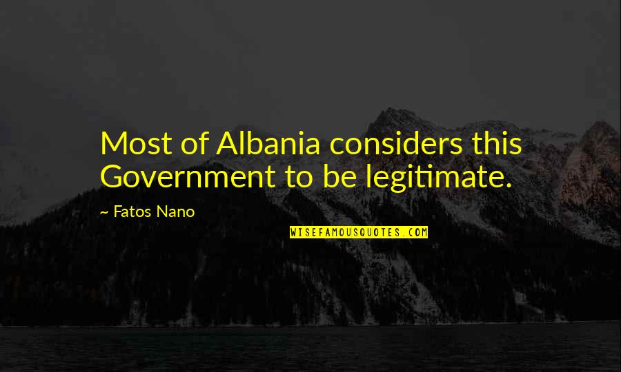 Heesch Types Quotes By Fatos Nano: Most of Albania considers this Government to be