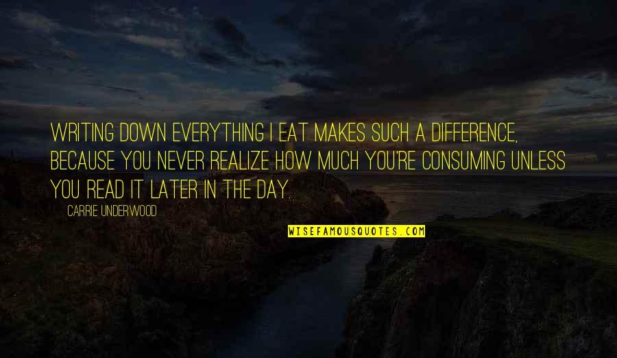 Hefziba Beula Quotes By Carrie Underwood: Writing down everything I eat makes such a Hefziba Beula Quotes By Carrie Underwood: Writing down everything I eat makes such a
