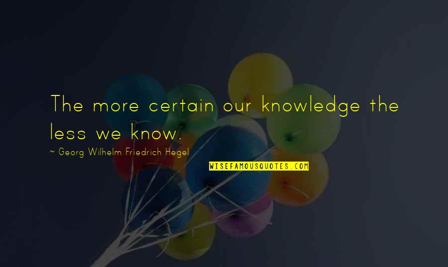 Hegel Quotes By Georg Wilhelm Friedrich Hegel: The more certain our knowledge the less we