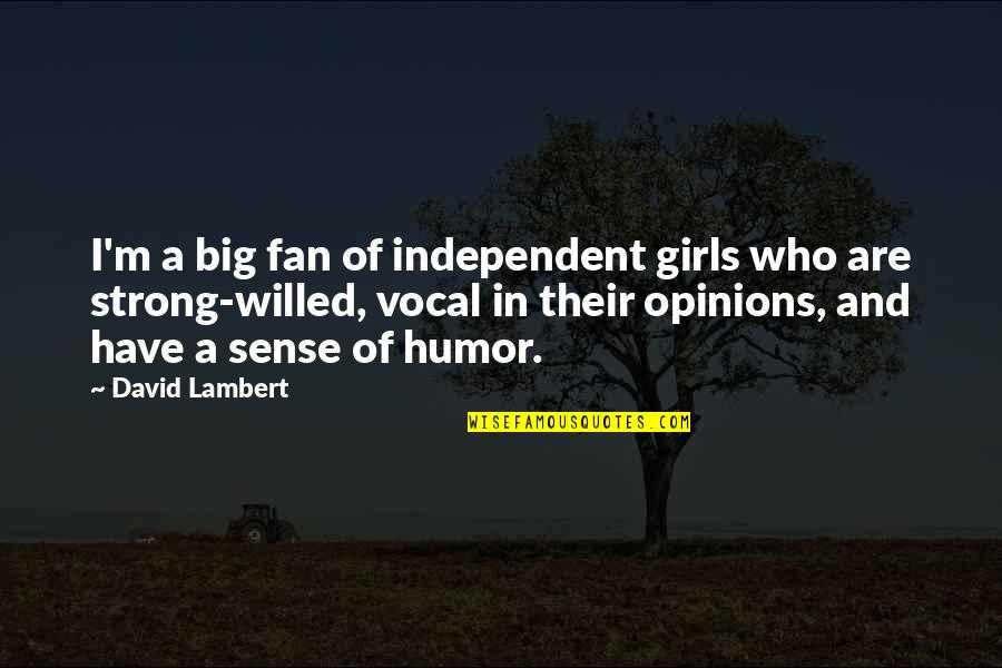 Hehir Builders Quotes By David Lambert: I'm a big fan of independent girls who
