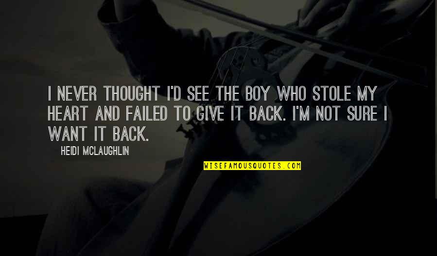 Heidi Mclaughlin Quotes By Heidi McLaughlin: I never thought I'd see the boy who Heidi Mclaughlin Quotes By Heidi McLaughlin: I never thought I'd see the boy who