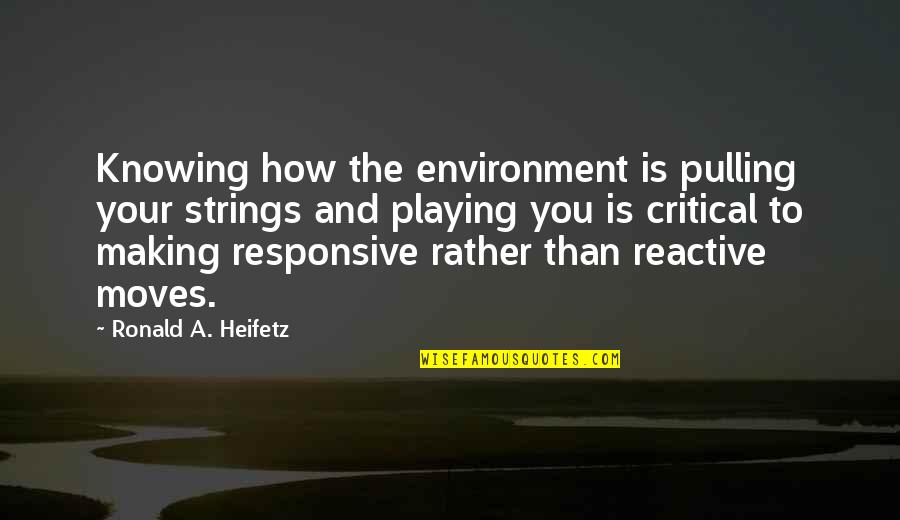 Heifetz Quotes By Ronald A. Heifetz: Knowing how the environment is pulling your strings