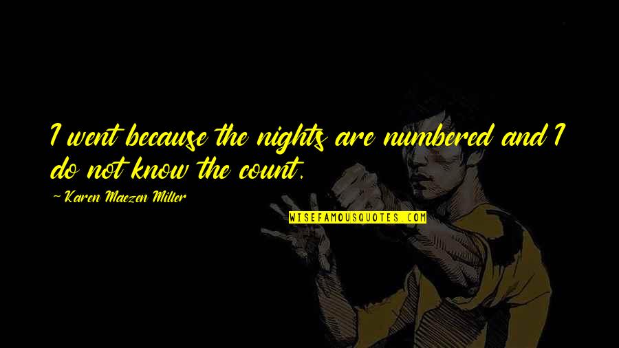 Heifetz Teacher Quotes By Karen Maezen Miller: I went because the nights are numbered and