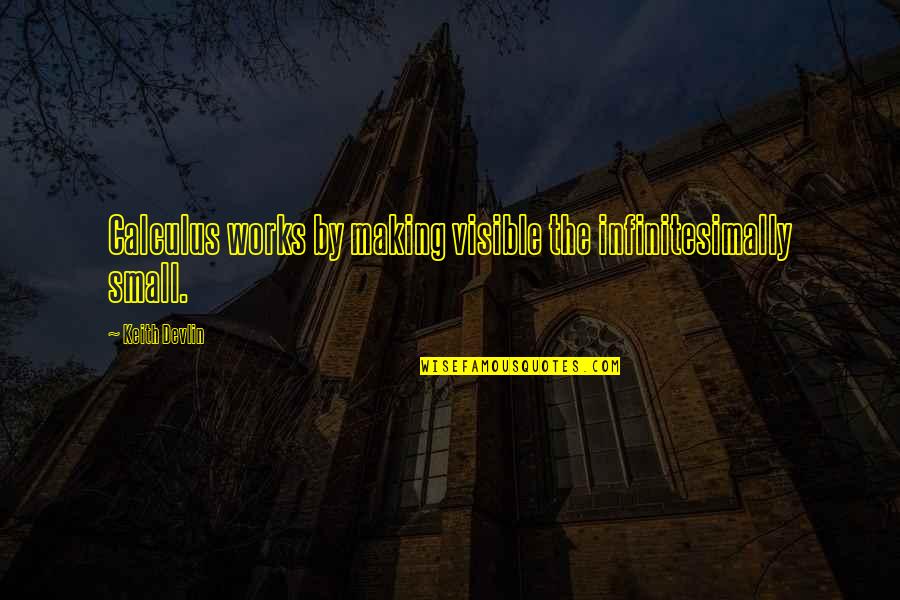 Heigl Adhesives Quotes By Keith Devlin: Calculus works by making visible the infinitesimally small. Heigl Adhesives Quotes By Keith Devlin: Calculus works by making visible the infinitesimally small.